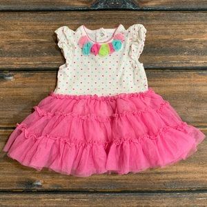 Little Me 6mo Short Sleeve Heart Bodysuit Pink Tutu Dress